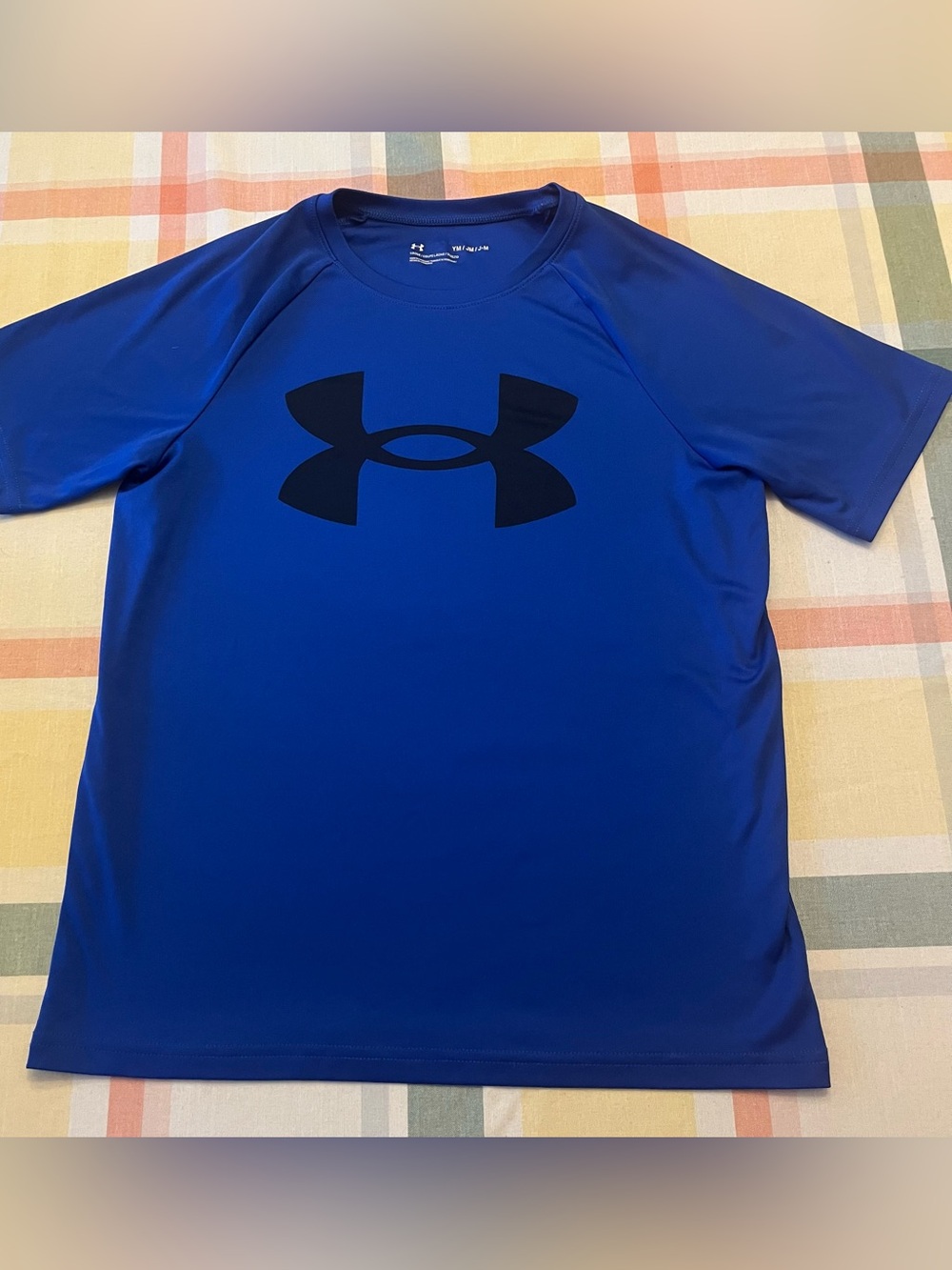 Under Armour Boys YM Royal Blue HeatGear Logo Performance T-Shirt Loose Fit
